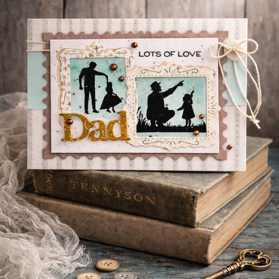 Waffle Flower Postage Collage Dad Silhouettes Clear Stamps 422457 lots of love