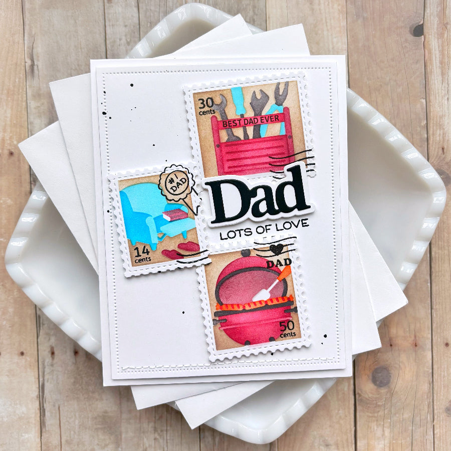 Waffle Flower Postage Collage Dad Stencil 422445 grilling time