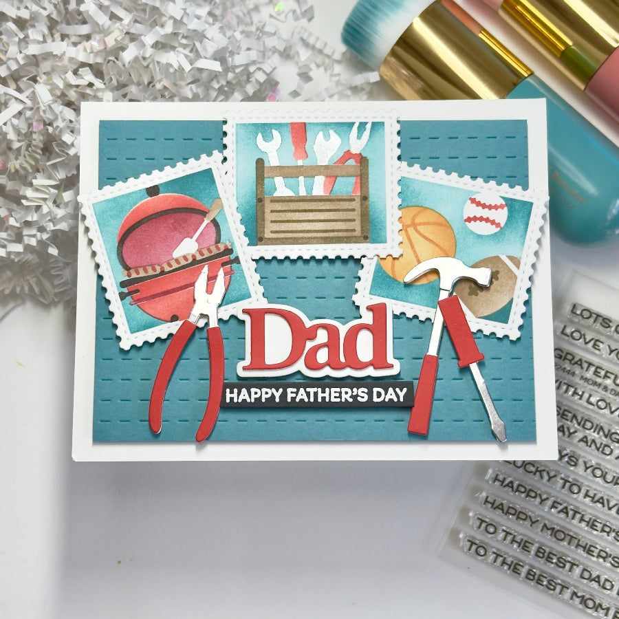 Waffle Flower Postage Collage Dad Stencil 422445 happy father's day