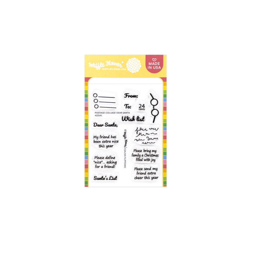 Waffle Flower Postage Collage Dear Santa Clear Stamp and Stencil Set product image 1