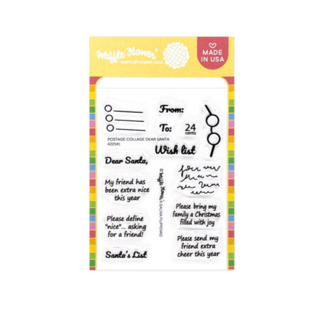 Waffle Flower Postage Collage Dear Santa Clear Stamps 422141