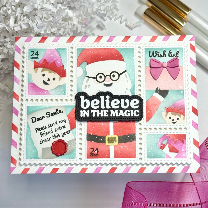 Waffle Flower Postage Collage Dear Santa Clear Stamps 422141 magic