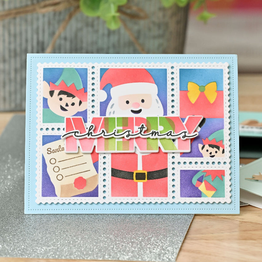 Waffle Flower Postage Collage Dear Santa Clear Stamps 422141 merry christmas