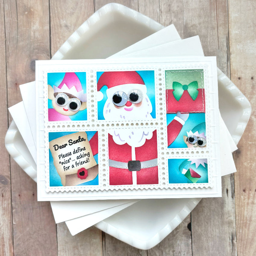 Waffle Flower Postage Collage Dear Santa Stencils 422133 googly eyes