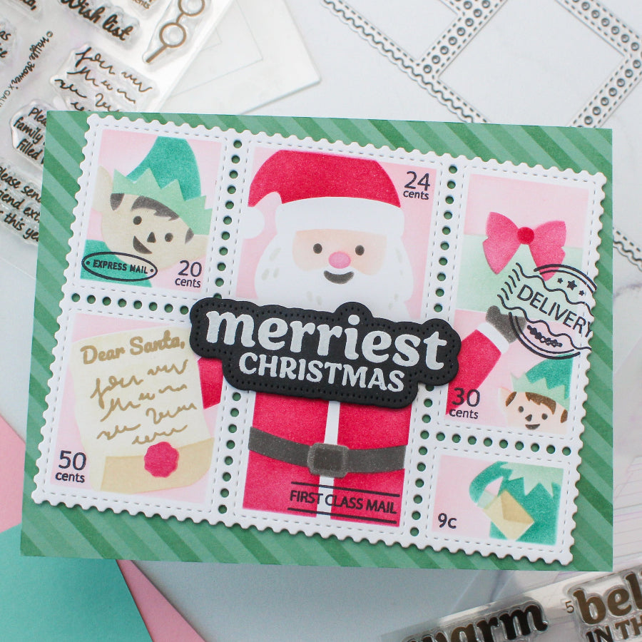 Waffle Flower Postage Collage Dear Santa Stencils 422133 letter