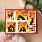 Waffle Flower Postage Collage Dog Silhouettes Clear Stamp and Die Set paw prints