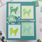 Waffle Flower Postage Collage Dog Silhouettes Clear Stamps 422297 green