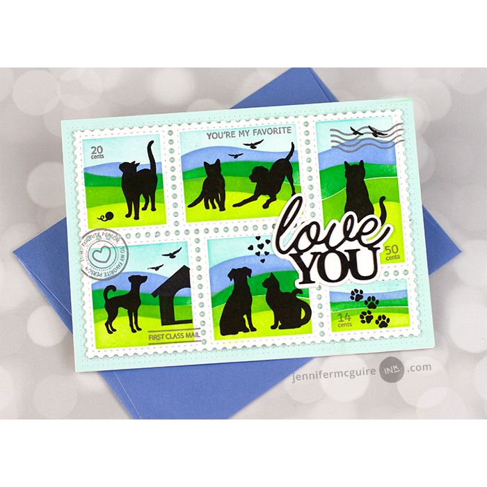 Waffle Flower Postage Collage Dog Silhouettes Clear Stamps 422297 paw print