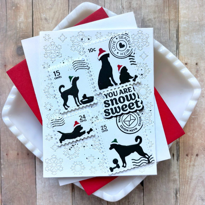 Waffle Flower Postage Collage Dog Silhouettes Clear Stamps 422297 snowflakes