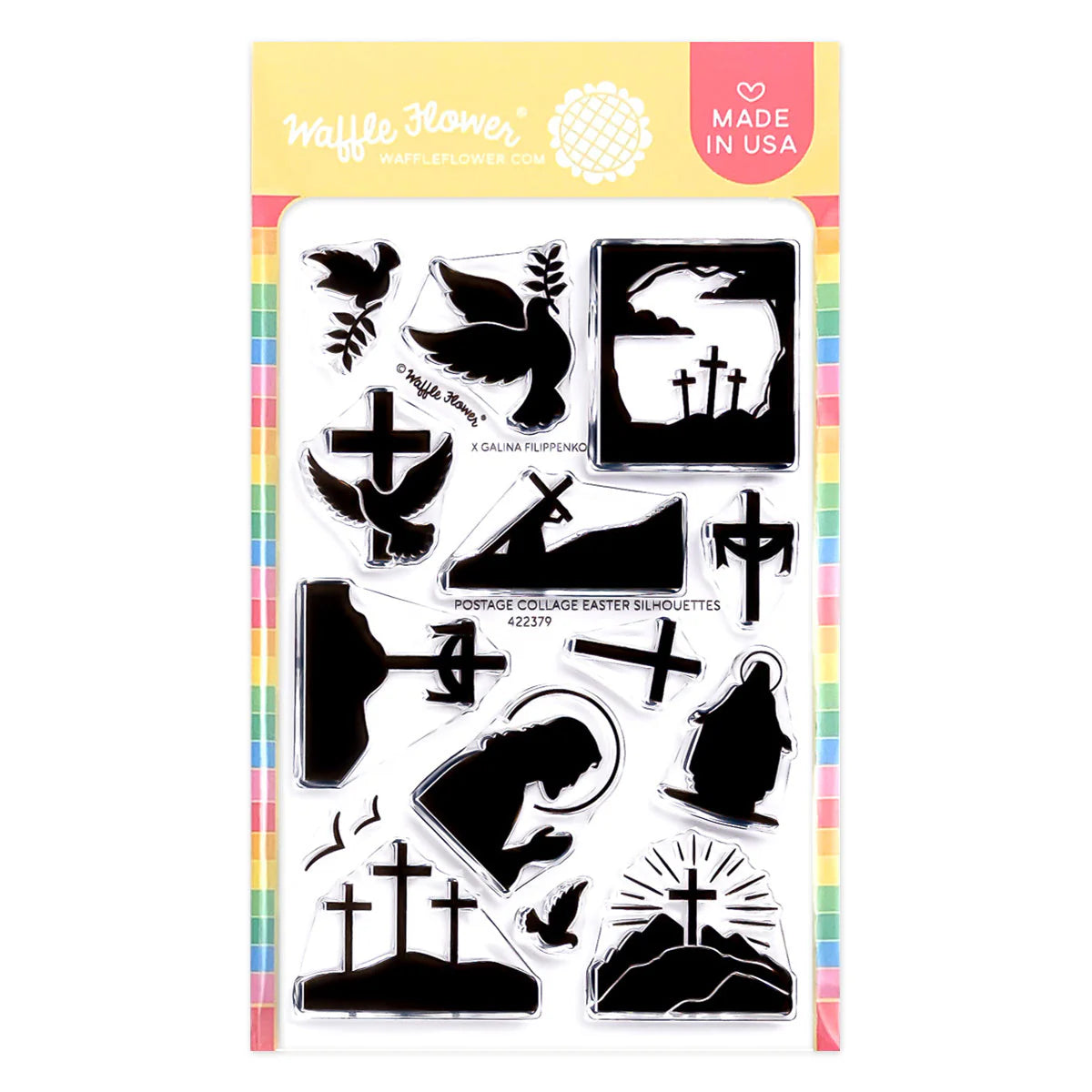 Waffle Flower Postage Collage Easter Silhouettes Clear Stamps 422379