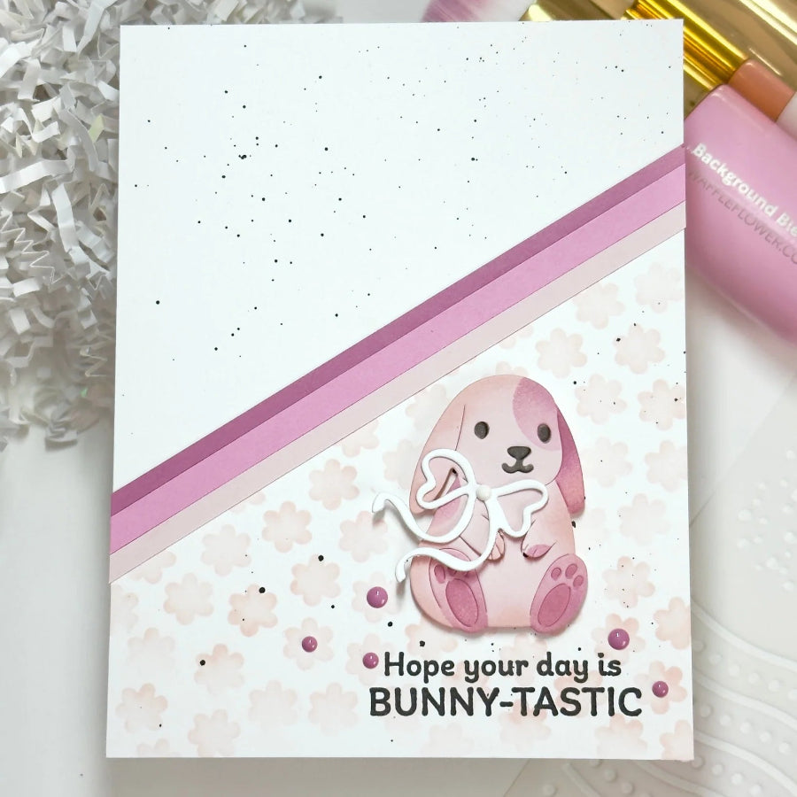 Waffle Flower Postage Collage Egg Hunt Clear Stamps 422367 pink bunny