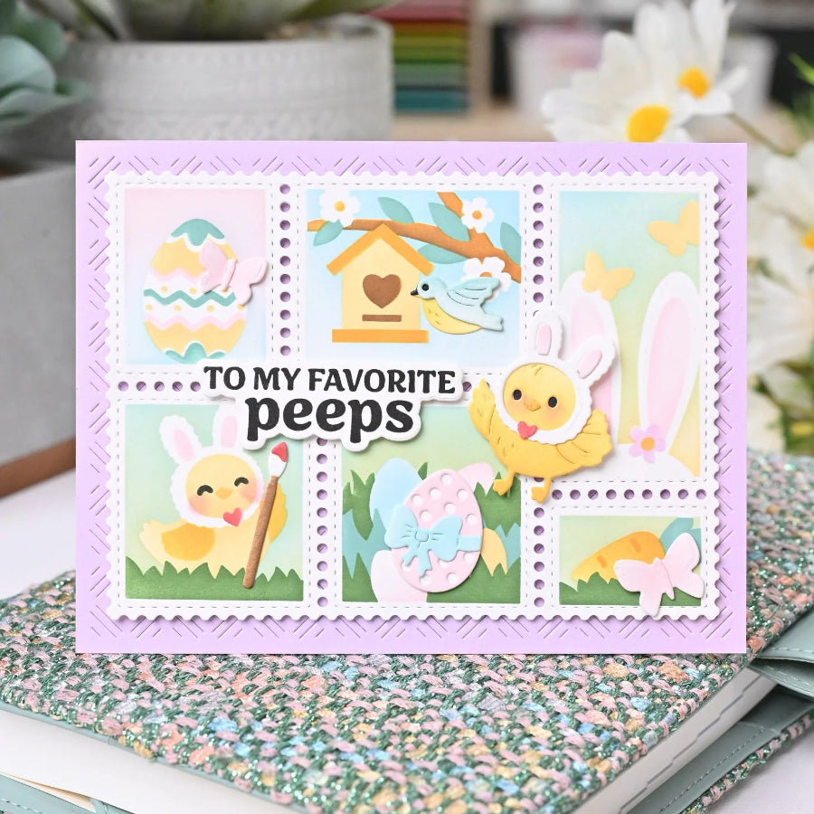 Waffle Flower Postage Collage Egg Hunt Stencils 422363 chicks with bunny ears