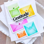 Waffle Flower Postage Collage Envelope Die 421984 bright colors