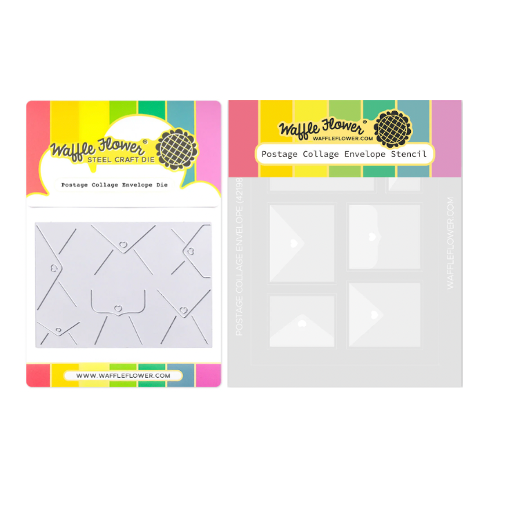 Waffle Flower Postage Collage Envelope Die and Stencil Set