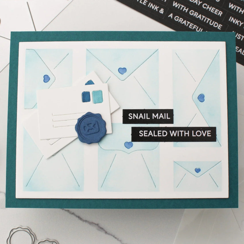 Waffle Flower Postage Collage Envelope Stencils 421985 snail mail