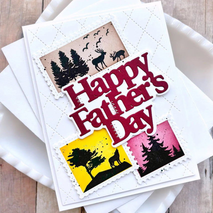 Waffle Flower Postage Collage Forest Sunset Clear Stamps 422012 father's day
