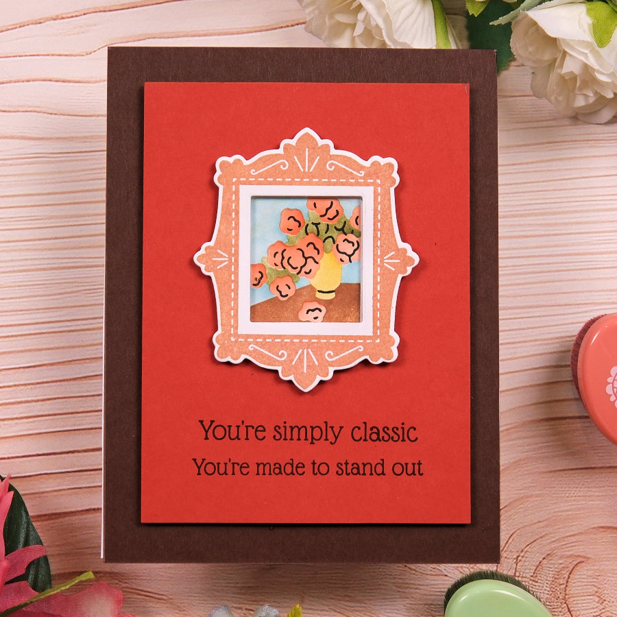 Waffle Flower Postage Collage Frames Clear Stamp and Die Set framed flowers
