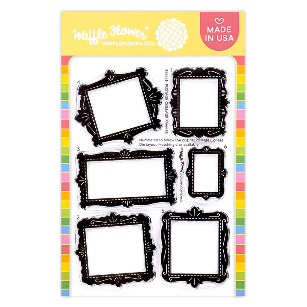 Waffle Flower Postage Collage Frames Clear Stamps 422351
