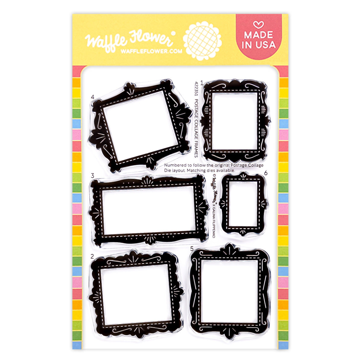 Waffle Flower Postage Collage Frames Clear Stamps 422351