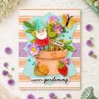 Waffle Flower Postage Collage Garden Critters Dies 422344 stitched blue frame