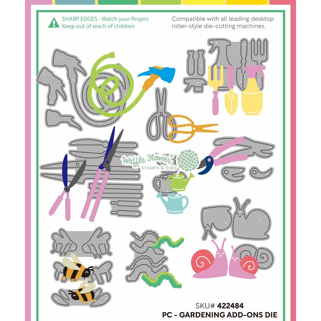 Waffle Flower Postage Collage Gardening Add-ons Dies 422484 garden tools layering guide