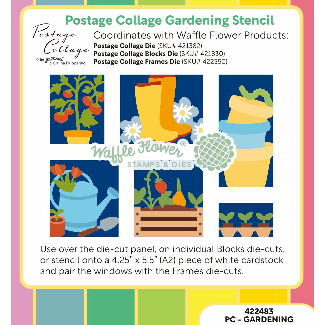 Waffle Flower Postage Collage Gardening Stencils 422483 layering guide