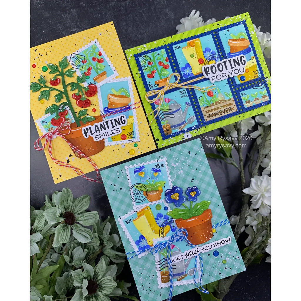 Waffle Flower Postage Collage Gardening Stencils 422483 planting smiles | color-code:ALT01
