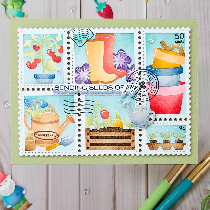 Waffle Flower Postage Collage Gardening Stencils 422483 wellies