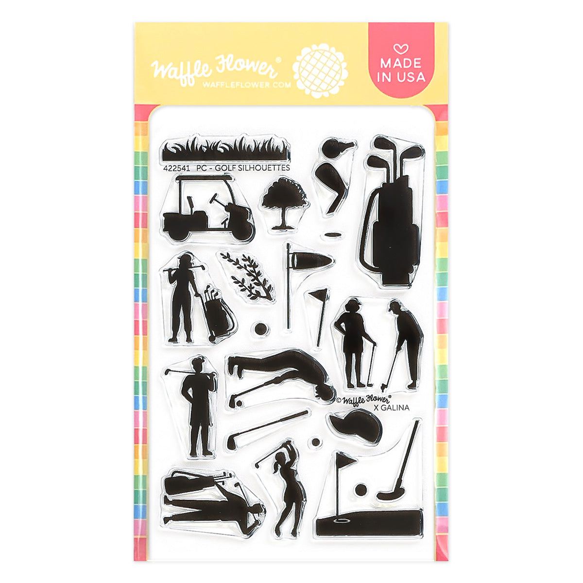 Waffle Flower Postage Collage Golf Silhouettes Clear Stamps 422541