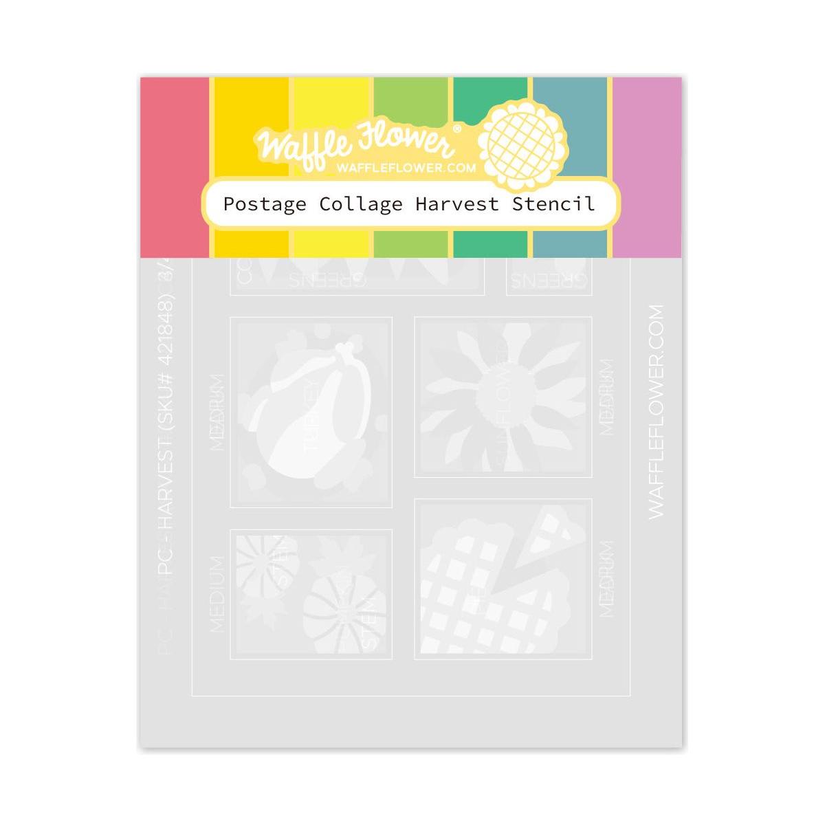 Waffle Flower Postage Collage Harvest Stencils 421848