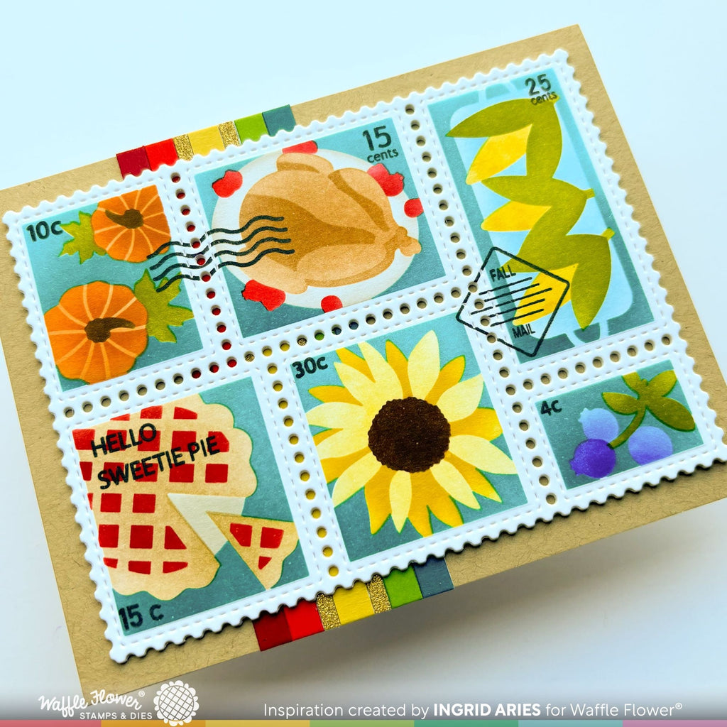 Waffle Flower Postage Collage Harvest Stencils 421848 pie