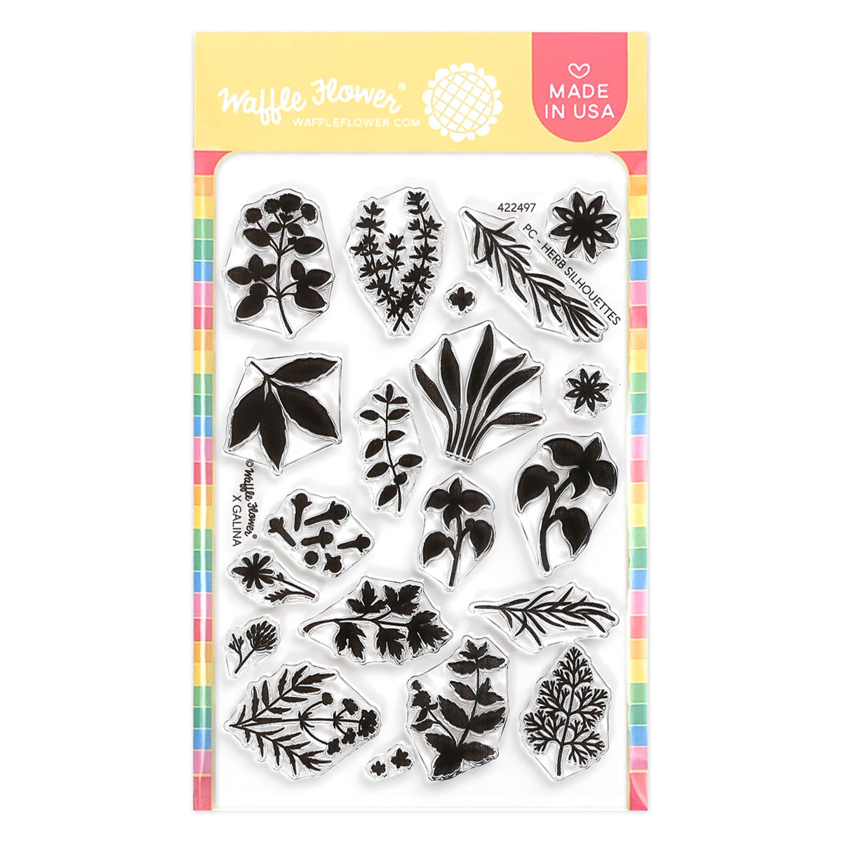 Waffle Flower Postage Collage Herb Silhouettes Clear Stamps 422497