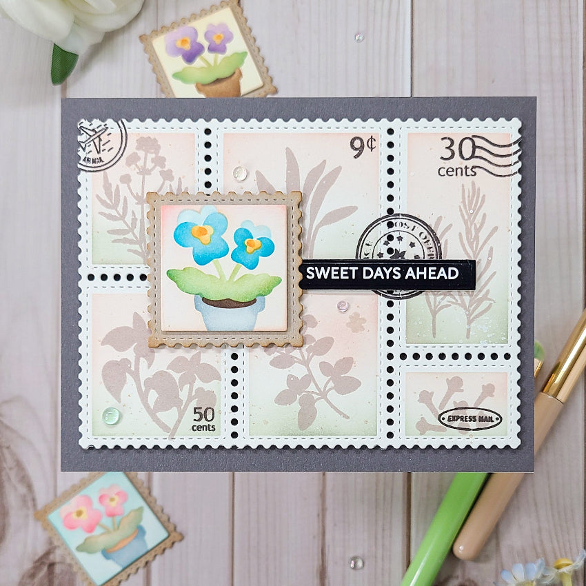 Waffle Flower Postage Collage Herb Silhouettes Clear Stamps 422497 postage stamps