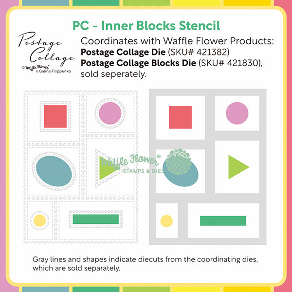 Waffle Flower Postage Collage Inner Blocks Stencil 422433 directions