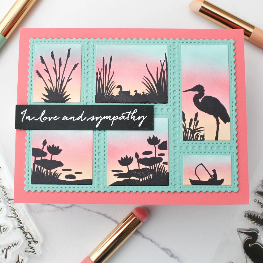 Waffle Flower Postage Collage Lake Sunset Clear Stamps 422013 sympathy