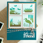 Waffle Flower Postage Collage Lake Sunset Clear Stamps 422013 take care