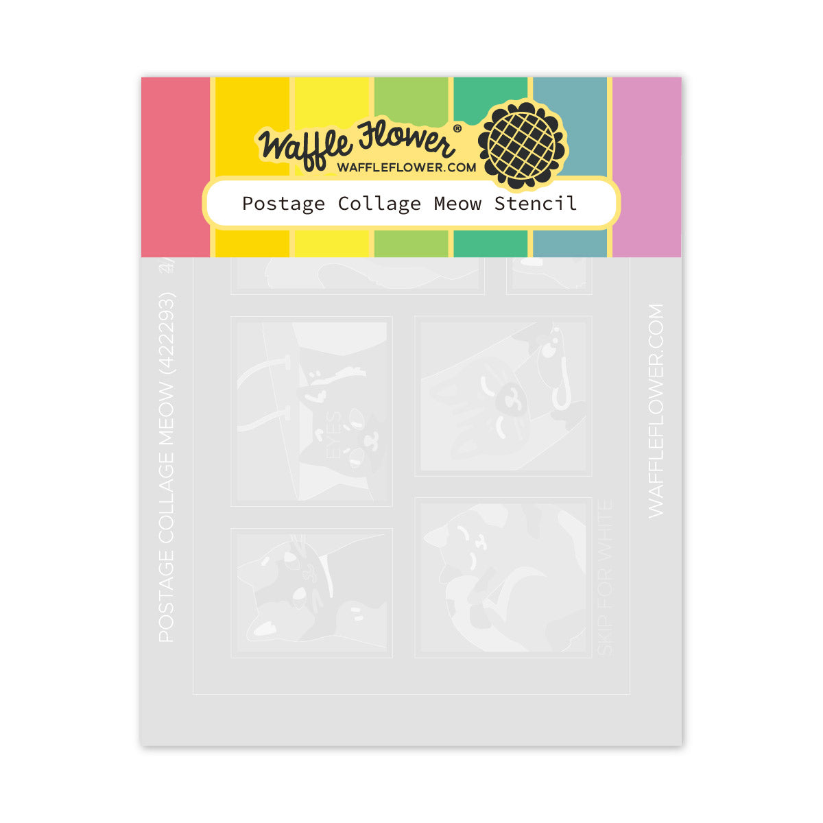 Waffle Flower Postage Collage Meow Stencils 422293