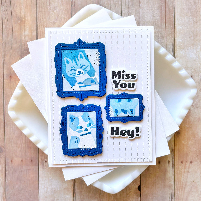 Waffle Flower Postage Collage Meow Stencils 422293 miss you