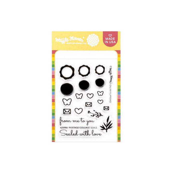 Waffle Flower Postage Collage Mini Seals Clear Stamp and Die Set product image 1