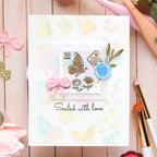 Waffle Flower Postage Collage Mini Seals Dies 422003 butterfly
