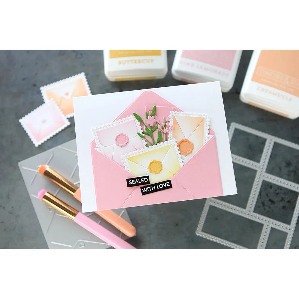 Waffle Flower Postage Collage Mini Seals Dies 422003 pink | color-code:ALT01