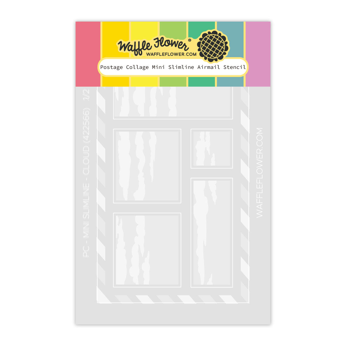 Waffle Flower Postage Collage Mini Slimline Airmail Stencils 422566