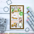 Waffle Flower Postage Collage Mini Slimline Block Stencil 421589 pretzel
