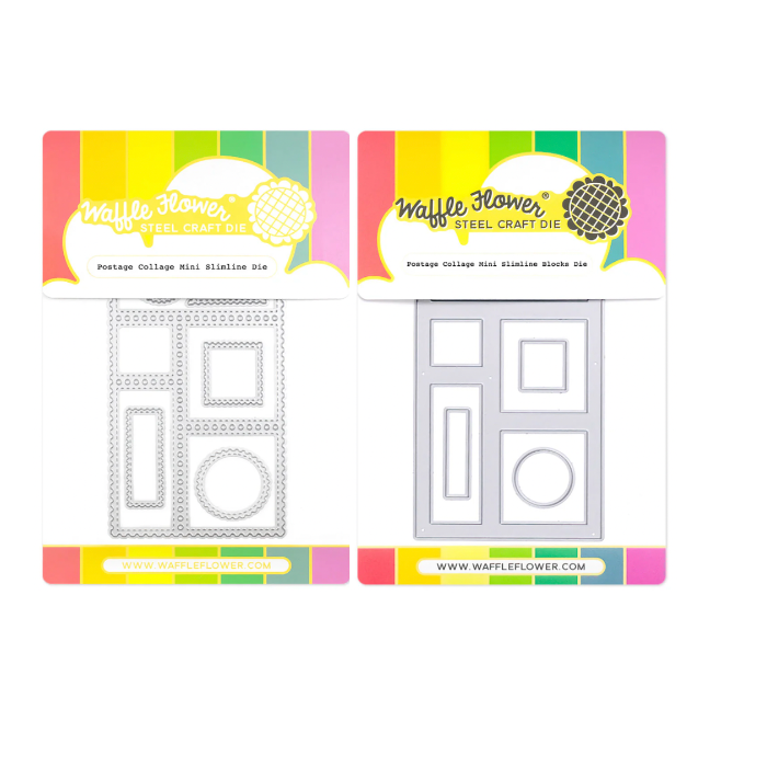 Waffle Flower Postage Collage Mini Slimline Blocks Die and Mini Slimline Die Set