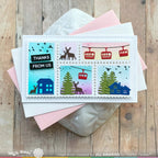 Waffle Flower Postage Collage Mini Slimline Blocks Die and Mini Slimline Die Set thanks