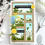 Waffle Flower Postage Collage Mini Slimline Blocks Die and Mini Slimline Die Set with love