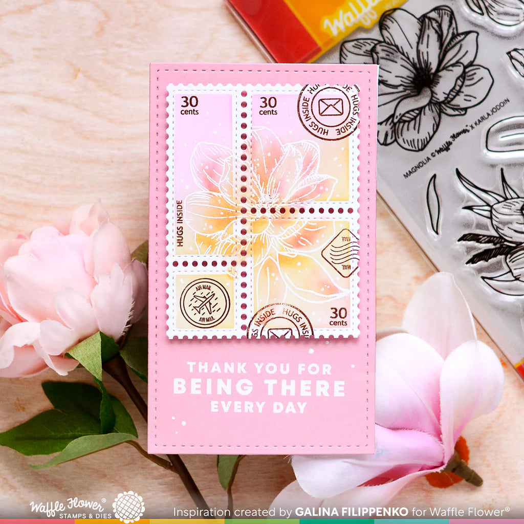 Waffle Flower Postage Collage Mini Slimline Dies 421588 flower