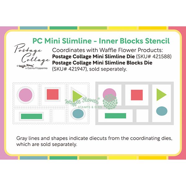Waffle Flower Postage Collage Mini Slimline Inner Blocks Stencil 422437 directions
