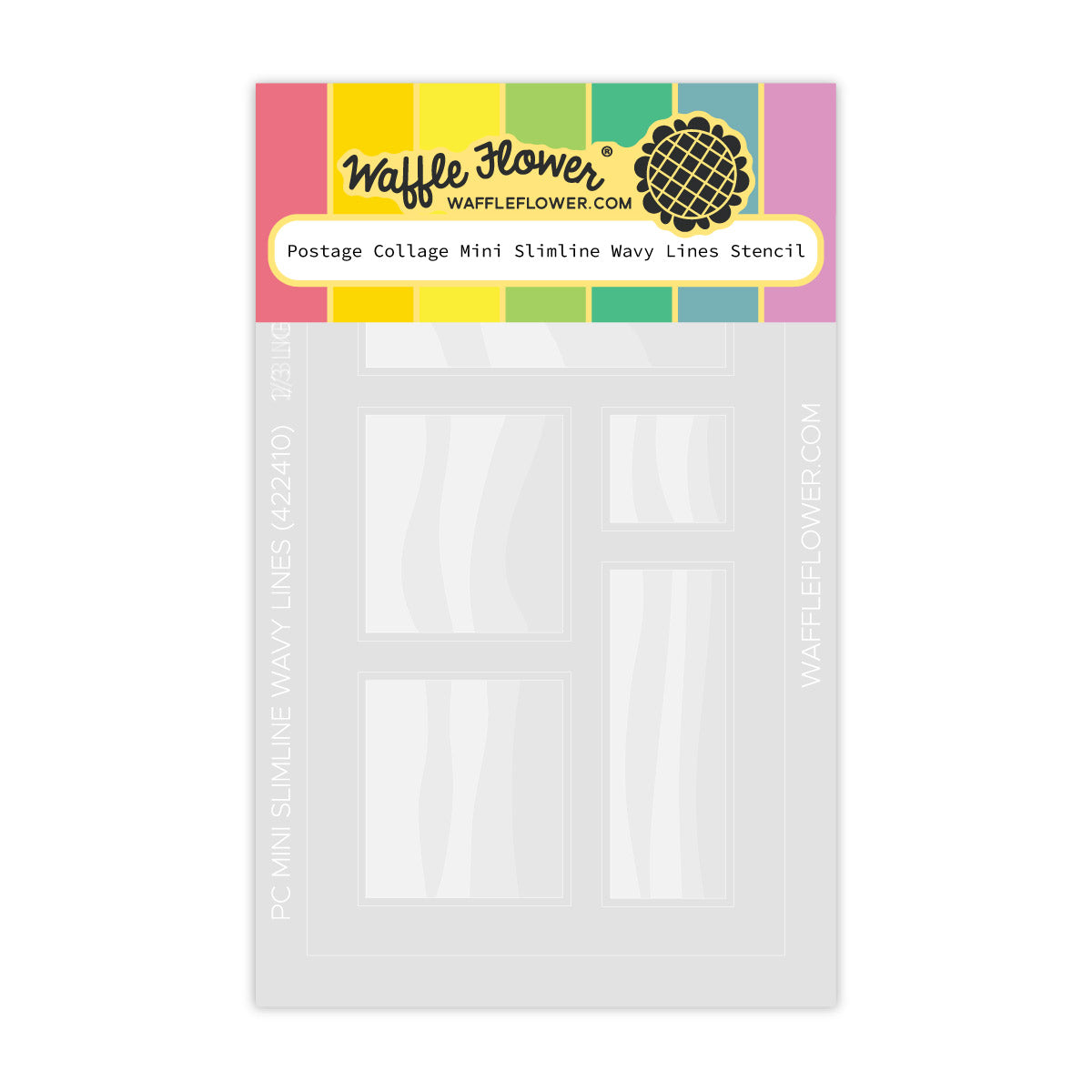 Waffle Flower Postage Collage Mini Slimline Wavy Lines Stencils 422410