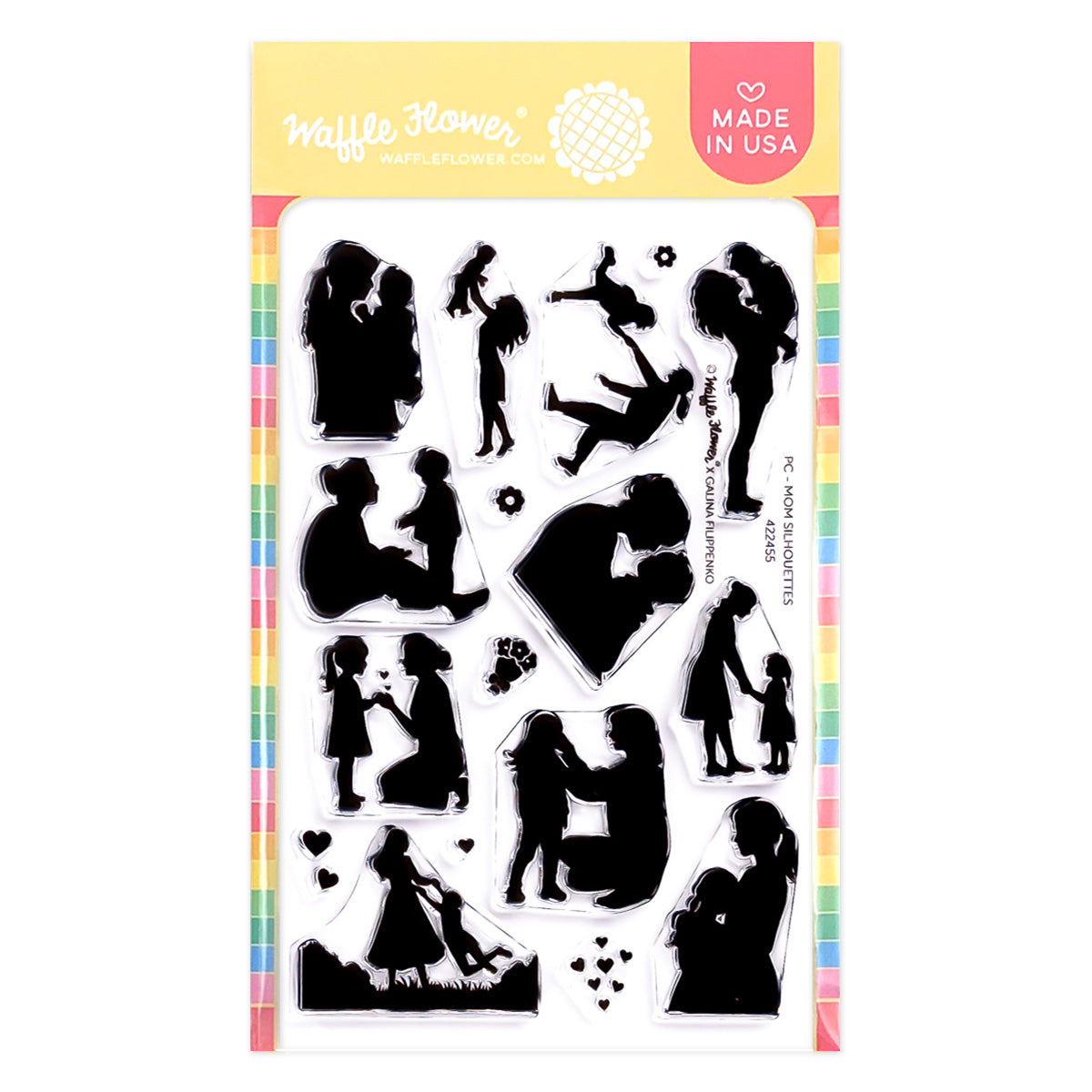 Waffle Flower Postage Collage Mom Silhouettes Clear Stamps 422455